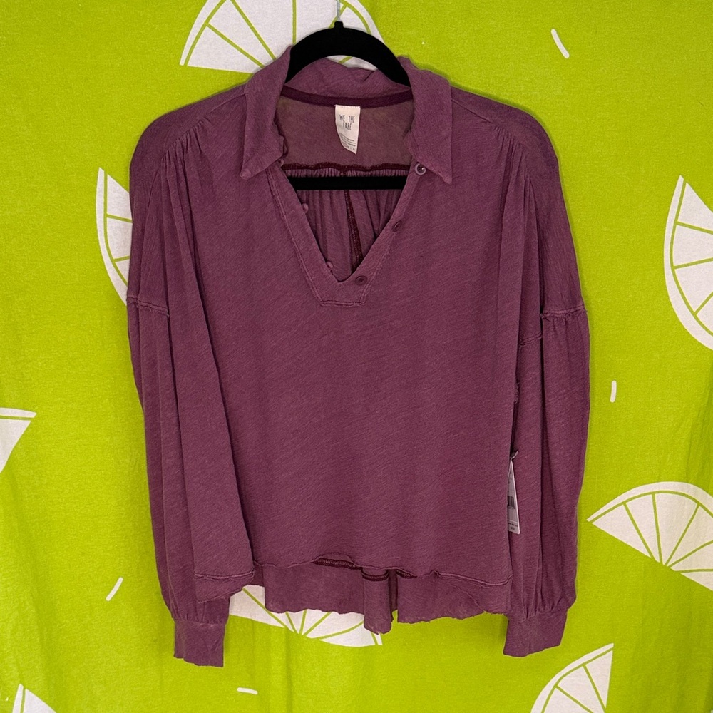 We The Free Mauve Button-Down Collared Long Sleeve Top Small